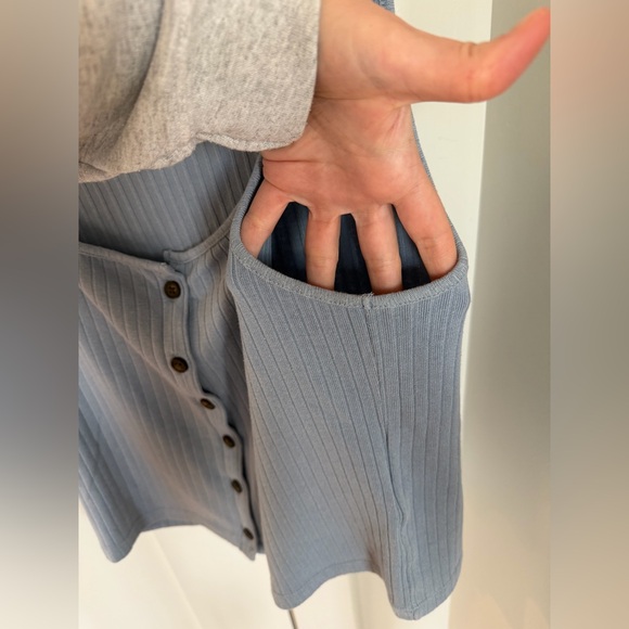 Madewell Ribbed Button Front Crop Tank Large Terrace Blue - Picture 6 of 10